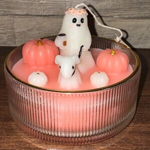 Super Cute 🥰 Pink Ghost Candle “AFTERNOON STROLL”  GHOST 👻 DOG 🐶 PUMPKINS 🎃